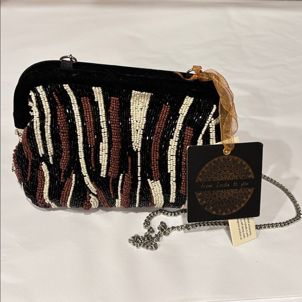 Handcrafted Beaded Shoulder Handbag Made in India